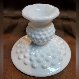 Vintage Fenton Hobnail White Milk Glass Candlestick Holder